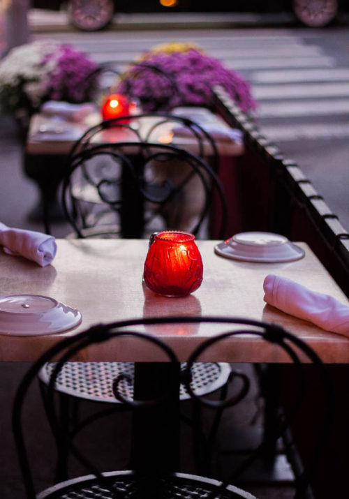 candle on table